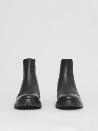 Burberry Vintage Check Detail Leather Chelsea Boot In Black
