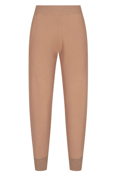 Shop Stella Mccartney Compact Knit Trousers In Beige