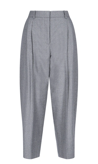 Shop Stella Mccartney Dawson Pleated Cropped Trousers In Grey