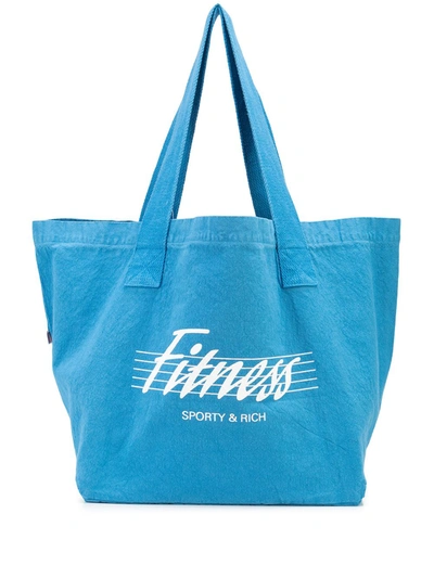 Shop Sporty And Rich 80s Fitness Tote Bag In Blau