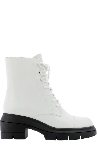 Shop Stuart Weitzman Nisha Combat Boots In White