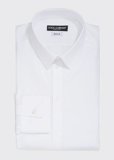 Shop Dolce & Gabbana Men's Solid Dress Shirt In White