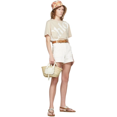 Shop Chloé White & Beige Denim Shorts In 107 Iconic Milk