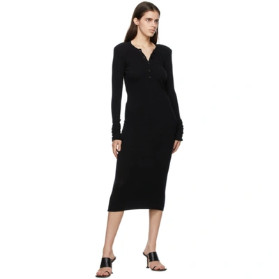 Shop Attico Black Wool Long Sleeve Dress In 100 Black
