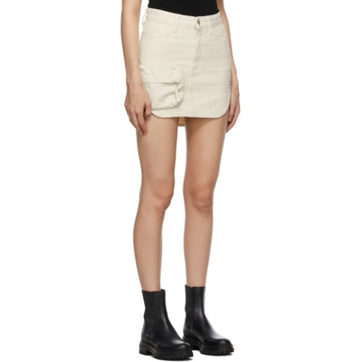 Shop Attico Off-white Denim Cargo Pocket Miniskirt In 096 Cream