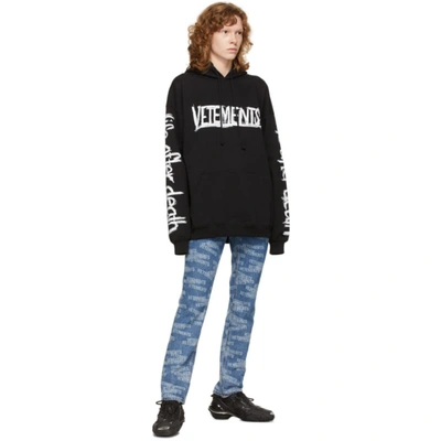 Shop Vetements Black & White World Tour Logo Hoodie In Black/white