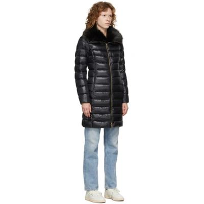 Herno Elisa Fox Fur-collar Down Coat In 9300 Black