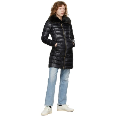 Herno Elisa Fox Fur-collar Down Coat In 9300 Black