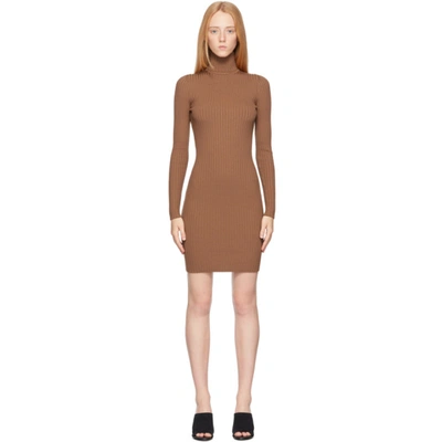 Wolford Merino Wool Ribbed Short Dress In Brown