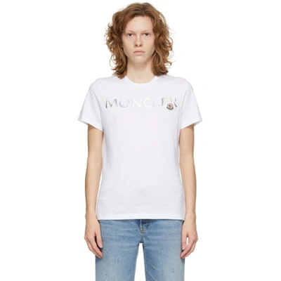 Shop Moncler White 3d Logo T-shirt In 001 White