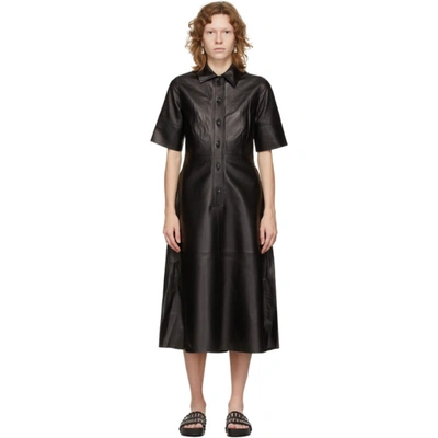 Shop Co Black Leather Placket Dress