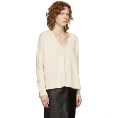 Shop Co White Cashmere V-neck Sweater In Ivory