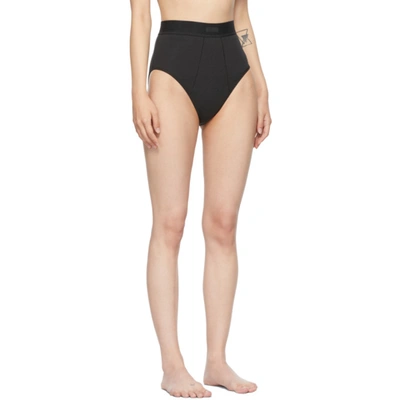 Shop Skims Black Cotton 2.0 Rib Briefs In Soot