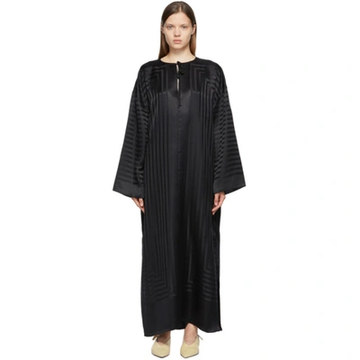 Shop Totême Black Silk Monogram Beach Dress In 200 Black