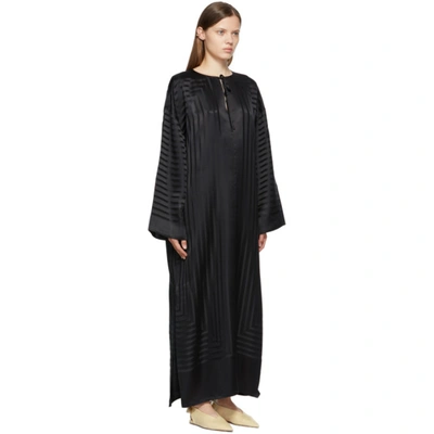Shop Totême Black Silk Monogram Beach Dress In 200 Black
