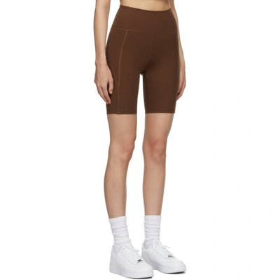 Shop Girlfriend Collective Brown Bike Shorts In Earth