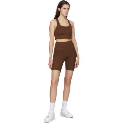 Shop Girlfriend Collective Brown Bike Shorts In Earth