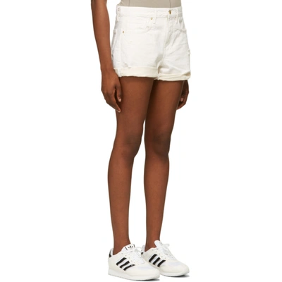 Shop Frame Off-white Denim 'le Brigette' Shorts In Au Natural Heather