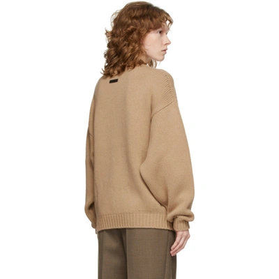 Shop Fear Of God Beige Knit Overlapped Sweater In 237 Camel
