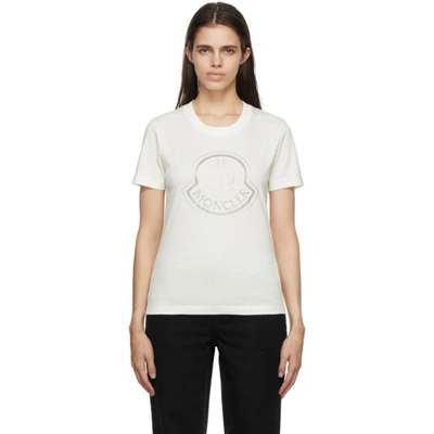 Shop Moncler Off-white Crystal-cut Logo T-shirt In 033 White