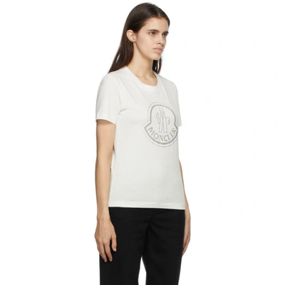Shop Moncler Off-white Crystal-cut Logo T-shirt In 033 White