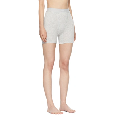 Shop Skims Grey Cotton 2.0 Rib Boxer Boy Shorts In L H Grey