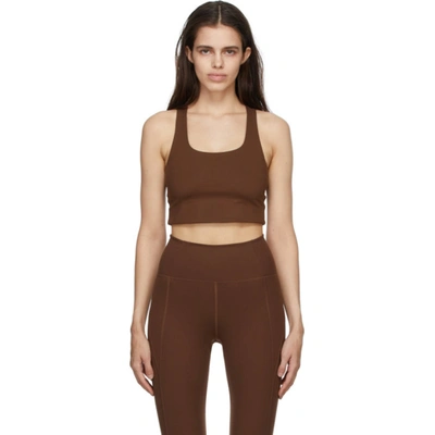 Shop Girlfriend Collective Brown Paloma Sports Bra In Earth