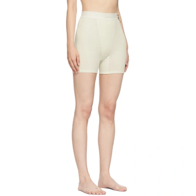 Shop Skims Off-white Cotton 2.0 Rib Boxer Boy Shorts In Bone