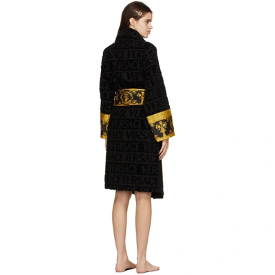 Versace Black I Heart Baroque Bath Robe In Black