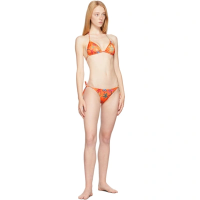 Shop Versace Orange Trésor De La Mer Bikini Top In 5r010 Orange