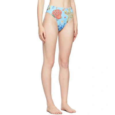 Shop Versace Blue Trésor De La Mer Bikini Bottoms In 5u010 Blue