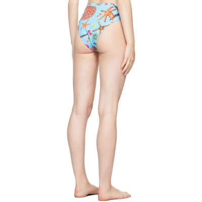 Shop Versace Blue Trésor De La Mer Bikini Bottoms In 5u010 Blue