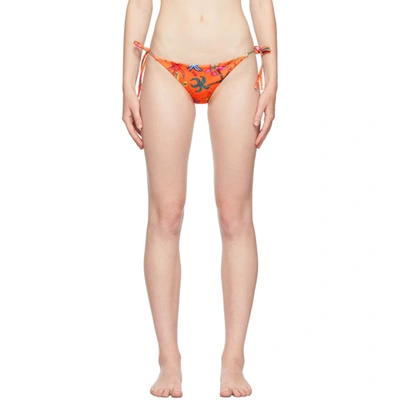 Shop Versace Orange Trésor De La Mer Bikini Briefs In 5r010 Orange