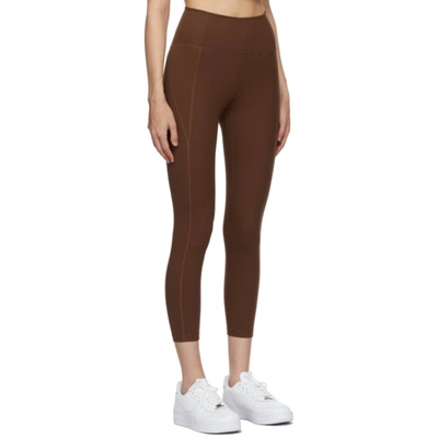 Shop Girlfriend Collective Brown High-rise Compressive Leggings In Earth