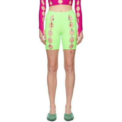 Shop Marshall Columbia Ssense Exclusive Green Cut-out Bike Shorts In Lime