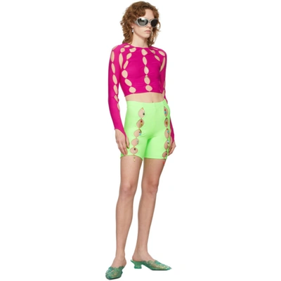 Shop Marshall Columbia Ssense Exclusive Green Cut-out Bike Shorts In Lime