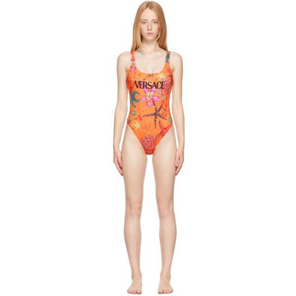 orange versace swimsuit