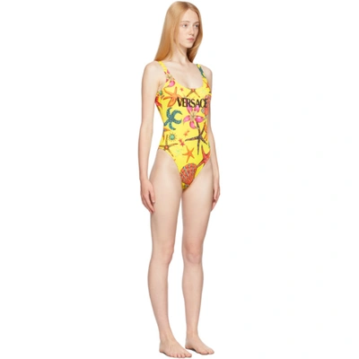Shop Versace Yellow Trésor De La Mer One-piece Swimsuit In 5y010 Yellow