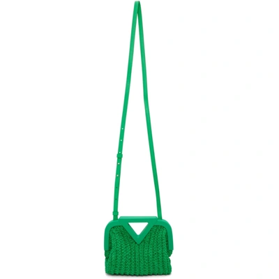 Shop Bottega Veneta Green Crochet Small Point Bag In 3726 Parakeet