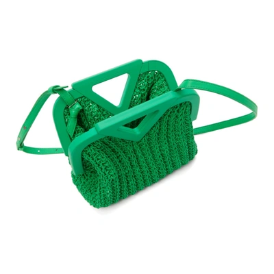 Shop Bottega Veneta Green Crochet Small Point Bag In 3726 Parakeet