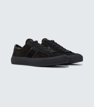 Shop Tom Ford Cambridge Suede Sneakers In Black