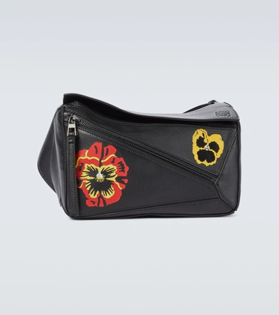 Shop Loewe Small Puzzle Pansy Belt Bag In Black