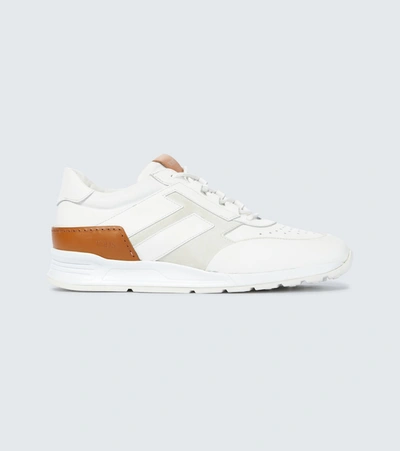 Shop Tod's Allaciato Leather Sneakers In White