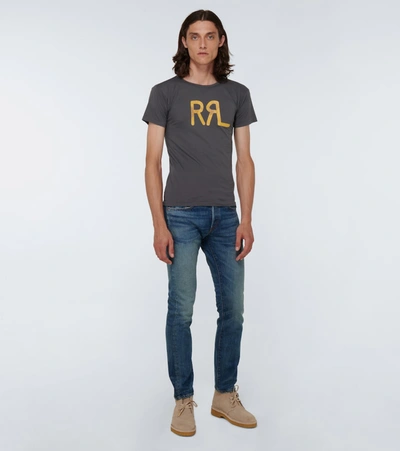 Shop Rrl Logo Short-sleeved Cotton T-shirt In Blue