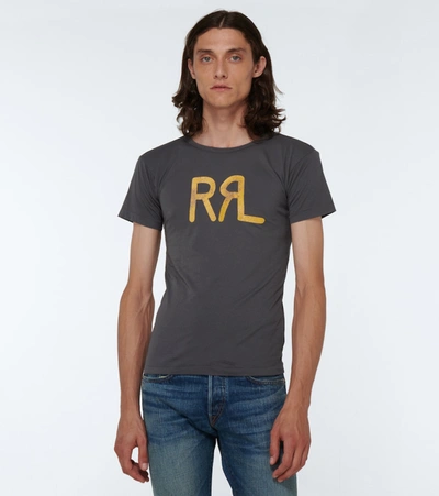 Shop Rrl Logo Short-sleeved Cotton T-shirt In Blue