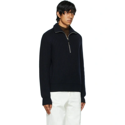 Shop Tom Ford Navy Fisherman Knit Sweater In 102 Dark Bl