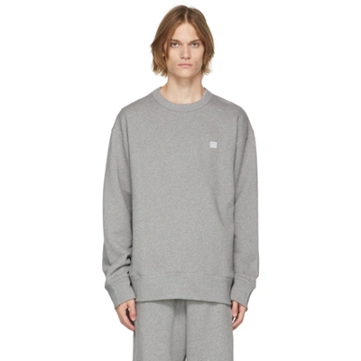 Shop Acne Studios Grey Logo Crewneck Sweater In Light Grey Melange