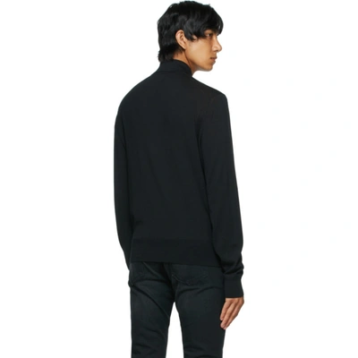 Tom Ford Black Fine Gauge Merino Long Sleeve Polo In K09 Black
