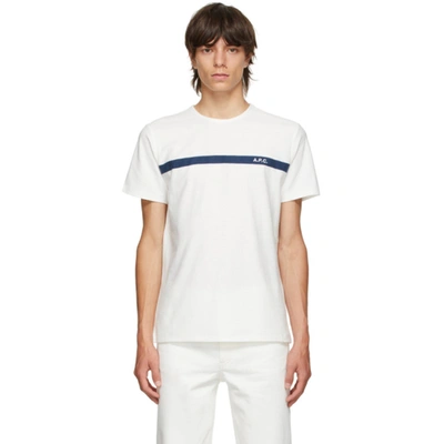 Shop A.p.c. White Yukata T-shirt In Dark Navy Blue