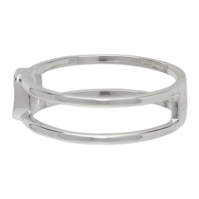 Shop Gucci Silver Cut-out Interlocking G Ring